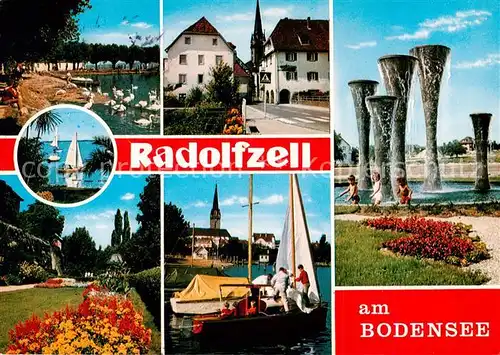 AK / Ansichtskarte 73813288 Radolfzell_Bodensee Teilansichten Park Segeln Wasserfontaene Radolfzell Bodensee