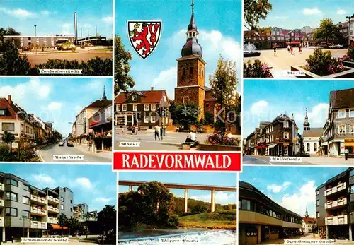 AK / Ansichtskarte 73813290 Radevormwald Landessportschule Kaisestrasse Schlossmacher Strasse Markt Wupperbruecke  Radevormwald