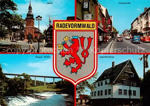 AK / Ansichtskarte 73813293 Radevormwald Markt Kaiserstrasse Wupper Bruecke Jugendherberge Radevormwald