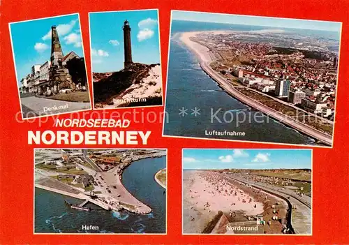 AK / Ansichtskarte 73813322 Norderney_Nordseebad Denkmal Leuchtturm Fliegeraufnahme Hafen Nordstrand Norderney_Nordseebad