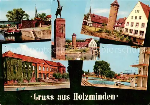 AK / Ansichtskarte 73813336 Holzminden_Weser Faehrhaus Jugendherberge Baugewerkschule Schwimmbad Holzminden Weser