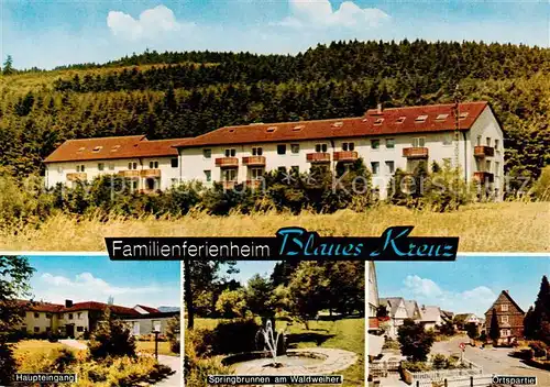 AK / Ansichtskarte 73813340 Holzhausen_Burbach Ferienheim Blaues Kreuz Springbrunnen Ortspartie Holzhausen Burbach