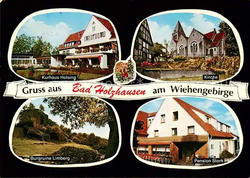 AK / Ansichtskarte 73813345 Bad_Holzhausen_Luebbecke Kurhaus Kirche Burgruine Limberg Pension Bad_Holzhausen_Luebbecke