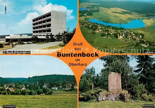 AK / Ansichtskarte 73813382 Buntenbock IG Metall Erholungsheim Fliegeraufnahme Teilansicht Ehrenmal Buntenbock