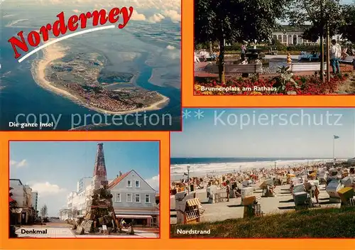 AK / Ansichtskarte  Norderney_Nordseebad Fliegeraufnahme Brunnenplatz am Rathaus Denkmal Nordstrand Norderney_Nordseebad