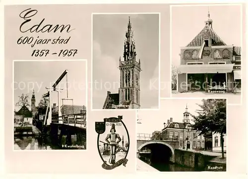 AK / Ansichtskarte  Edam_NL Kwakelbrug Speeltoren Kaaswaag Raadhuis 