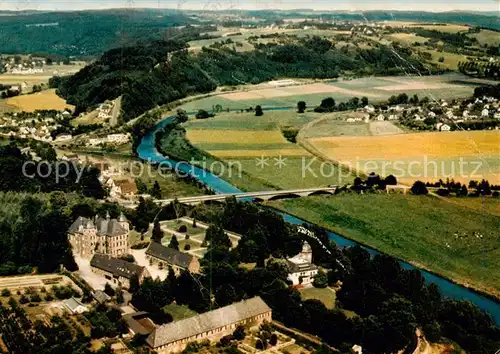 AK / Ansichtskarte  Hennef_Sieg Fliegeraufnahme mit Schloss Allner Hennef Sieg