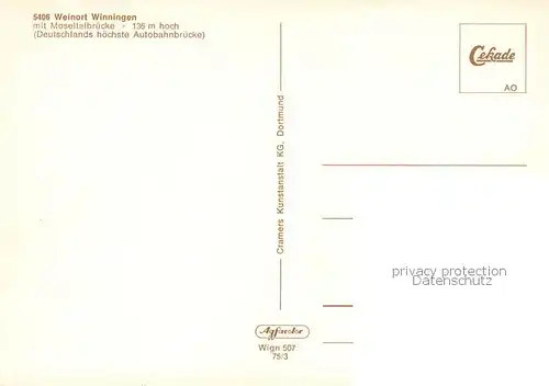 AK / Ansichtskarte  Winningen_Mosel Moselpartie mit Moseltalbruecke Winningen Mosel