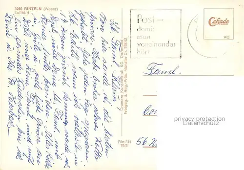 AK / Ansichtskarte Rinteln_Weser Fliegeraufnahme 