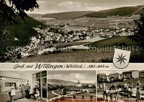 AK / Ansichtskarte 73813462 Willingen_Sauerland Panorama Trinkhalle Kuranlagen im Kurpark Wassertretbecken Willingen_Sauerland