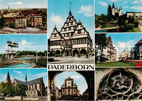 AK / Ansichtskarte 73813524 Paderborn Ortsansicht Freibad Hoher Dom Rathaus Marktkirche Paderanlagen Marienplatz Hasenfenster Paderborn