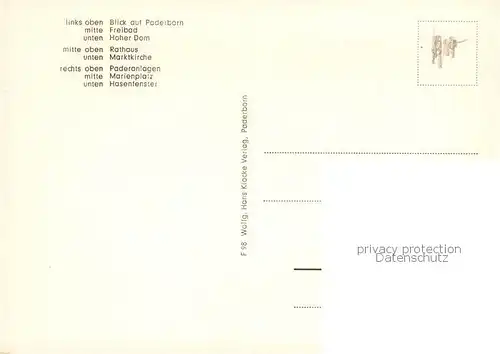 AK / Ansichtskarte  Paderborn Ortsansicht Freibad Hoher Dom Rathaus Marktkirche Paderanlagen Marienplatz Hasenfenster Paderborn