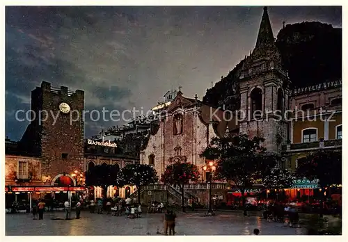 AK / Ansichtskarte  Taormina_Sicilia_IT Piazza San Agostino notturno 