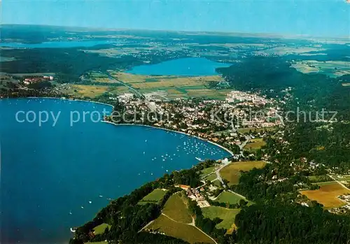 AK / Ansichtskarte  Herrsching_Ammersee Fliegeraufnahme mit Pilsen und Woerthsee Herrsching Ammersee