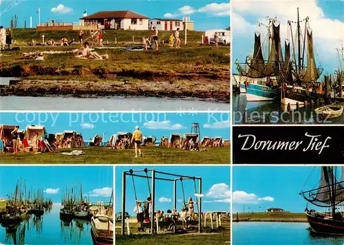 AK / Ansichtskarte  Dorumer_Tief Teilansichten Fischereihafen Spielplatz Strand Dorumer Tief