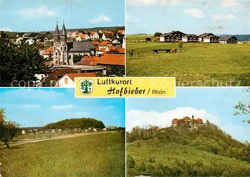 AK / Ansichtskarte  Hofbieber Stadtbild mit Kirche Luftkurort Landschaftspanorama Schloss Hofbieber