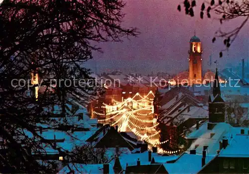 AK / Ansichtskarte  Hof_Cham Stadtbild zur Weihnachtszeit Blick vom Theresienstein Hof_Cham