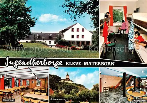 AK / Ansichtskarte 73813604 Materborn Jugendherberge Schlafraum Tagesraum Eingangshalle Schwanenburg Materborn