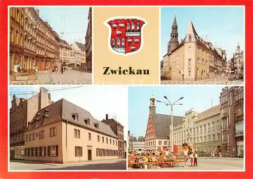 AK / Ansichtskarte  Zwickau__Sachsen Plauensche Strasse Schiffchen Robert Schumann Haus Rathaus Gewandhaus 