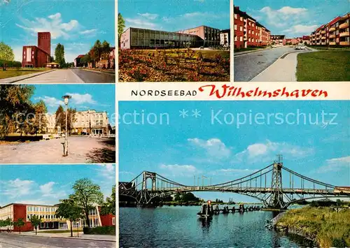 AK / Ansichtskarte 73813635 Wilhelmshaven Paul-Hug-Strasse Rathaus Hallenschwimmbad Herderstrasse Theaterplatz Stadtbuecherei Kaiser-Wilhelm-Bruecke Wilhelmshaven