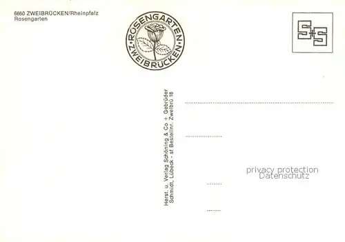 AK / Ansichtskarte  Zweibruecken_Pfalz Rosengarten Fontaene Zweibruecken Pfalz