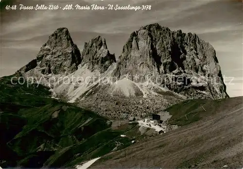 AK / Ansichtskarte  Passo_Sella_Selva_Val_Gardena_IT Albergo Maria Flora Sassolungo Langkofel Dolomiten 