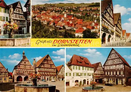 AK / Ansichtskarte  Dornstetten_Wuerttemberg Brunnen Panorama Fachwerkhaeuser Marktplatz Dornstetten_Wuerttemberg