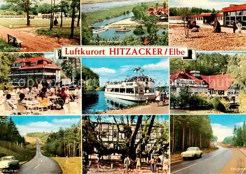 AK / Ansichtskarte  Hitzacker_Elbe Kurmittelhaus Blick vom Weinberg Waldfrieden Elbuferstrasse MS Stadt Hitzacker Riesenkastanie Hitzacker Elbe