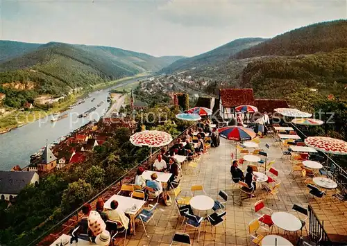 AK / Ansichtskarte 73813713 Hirschhorn_Neckar Schloss Hotel auf der Burg Terrasse Hirschhorn Neckar