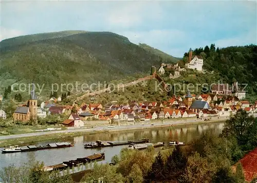 AK / Ansichtskarte 73813716 Hirschhorn_Neckar Schloss Hotel auf der Burg Neckarpartie Kirche Hirschhorn Neckar