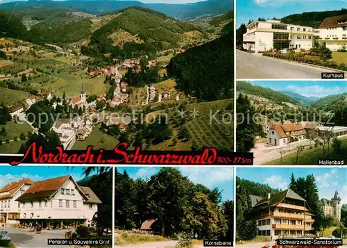 AK / Ansichtskarte 73813730 Nordrach Fliegeraufnahme Kurhaus Halltenbad Pension Souvenirs Graf Kornebene Schwarzwald Sanatorium Nordrach