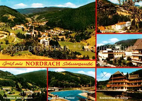 AK / Ansichtskarte 73813735 Nordrach Sanatorium Kurhaus Fachklinik Klausenbach Freibad Krankenhaus St Georg Nordrach