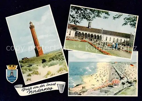 AK / Ansichtskarte  Norderney_Nordseebad Leuchtturm Kurhaus Strand Norderney_Nordseebad