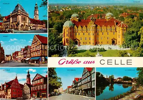 AK / Ansichtskarte  Celle__Niedersachsen Museum Markt Rathaus Stechbahn Allebruecke Schloss 