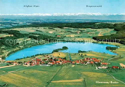 AK / Ansichtskarte 73813852 Illmensee Fliegeraufnahme mit Allgaeuer Alpen Illmensee