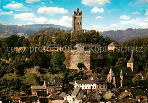 AK / Ansichtskarte  Dillenburg Stadtansicht mit Kirche und Wilhelmsturm Dillenburg