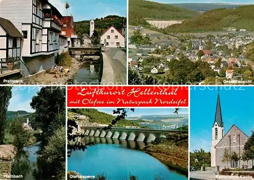 AK / Ansichtskarte  Hellenthal_Eifel Prethbach Panorama Oleftalsperre Kath Kirche Hellenthal_Eifel