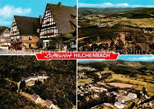 AK / Ansichtskarte 73813944 Hilchenbach Hotel Deutscher Hof Ruine Ginsburg Richard Martin Heim Schulzentrum Fliegeraufnahmen 