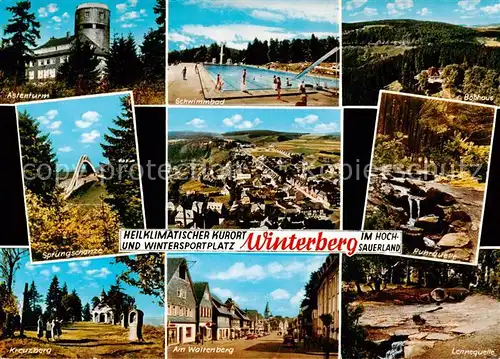 AK / Ansichtskarte  Winterberg_Hochsauerland Astenturm Schwimmbad Bobhaus Sprungschanze Ruhrquelle Kreuzberg Am Waltenberg Lennequelle Winterberg_Hochsauerland