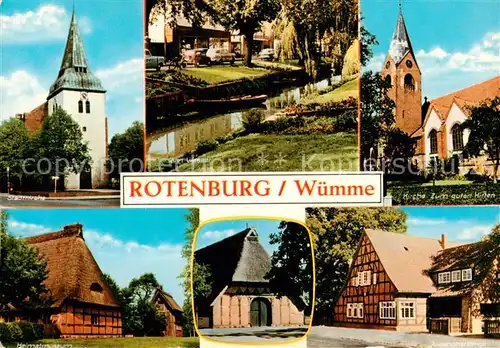 AK / Ansichtskarte  Rotenburg_Wuemme Stadtkirche Am Wasser Kirche Zum guten Hirten Heimatmuseum Jugendherberge Rotenburg Wuemme