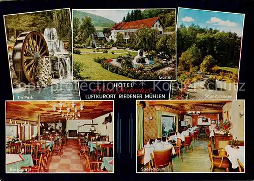 AK / Ansichtskarte 73814009 Riedener_Muehlen Im Park Hotel Haus Hubertus Garten Sauerbrunnen Restaurant Speiseraum Riedener_Muehlen