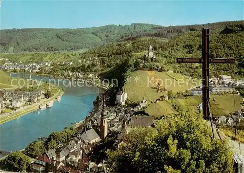 AK / Ansichtskarte  Cochem_Kochem_Mosel mit Pinnerkreuz und Burg 