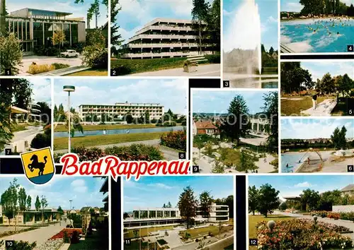 AK / Ansichtskarte  Bad_Rappenau Inhaltatorium Kurhotel Fontaene Wellen Schwimmbad Kleingolfplatz Sole Schwimmbad Kurmittelhaus Hallenbad Ladenzeile Kurmittelhaus Kuranlagen Bad_Rappenau