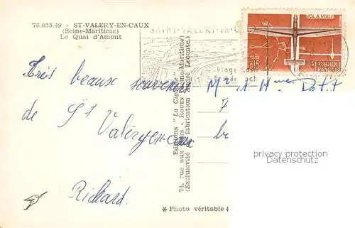 AK / Ansichtskarte St Valery en Caux_76 Le Quai d Amont 