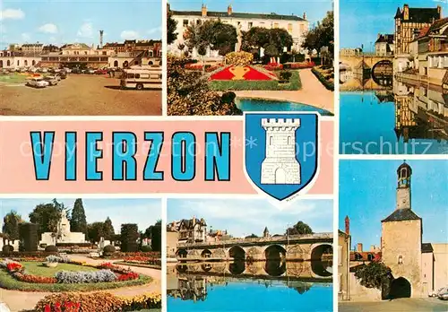 AK / Ansichtskarte Vierzon_18 La Gare Monument aux Morts Maisons au bord du Canal Les Jardins de la Mairie Le pont sur le Cher Ancienne porte de Ville 