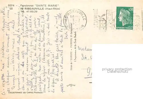 AK / Ansichtskarte Ribeauville_Haut_Rhin_Alsace_68 Pensionnat Sainte Marie 