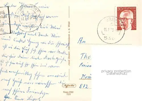 AK / Ansichtskarte  Rossbach_Wied Partie an der Wied Blick zum Haeubchen Camping Boche Platz Wiedbruecke Rossbach Wied