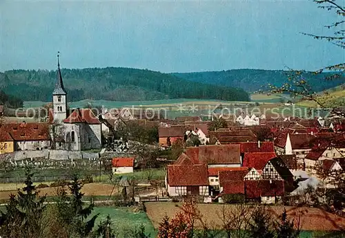 AK / Ansichtskarte  Muenchsteinach Ortsansicht mit Kirche Muenchsteinach