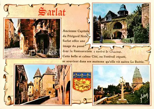 AK / Ansichtskarte Sarlat en Perigord_24_Dordogne Rue de la Slamandre Porte de lHotel de Grezel Le Presidial Hotel Chassaing avec sa Tour du XVe Siecle La Lanterne des Morts 