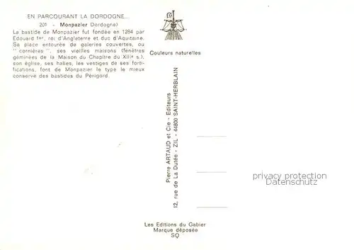 AK / Ansichtskarte Monpazier_24_Dordogne La bastide de Monpazier fut fondee en 1284 par Edouard 1er roi dAngleterre et duc d Aquitaine 